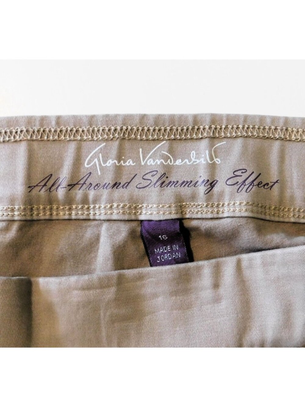 Gloria Vanderbilt Slim Fit Jeans Size 16 Beige Slimming Effect Waistband - Picture 7 of 8